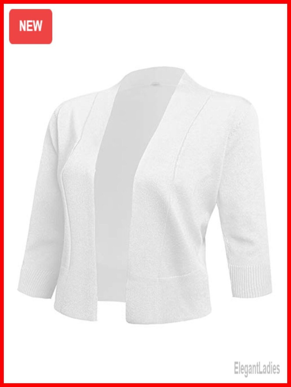 Women's Cropped Cardigan 3/4 Sleeve Open Front Short Shrug Lightweight